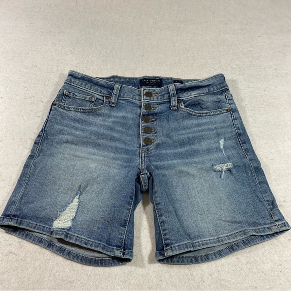 Lucky Brand Shorts The Roll Up Shorts Button Fly Jean Shorts Distressed … - Picture 1 of 11